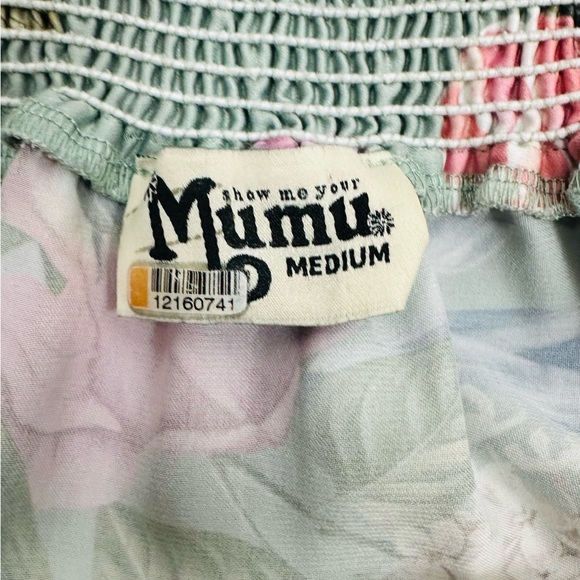 Show Me Your MuMu Mint Green and Pink Floral Off The Shoulder Dress Size M - Picture 3 of 5